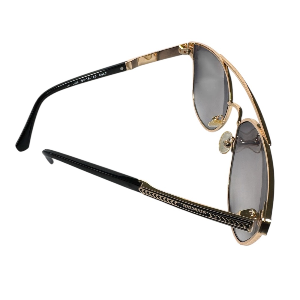 Balmain Black and Gold Fashion Glasses with Metallic Detailing